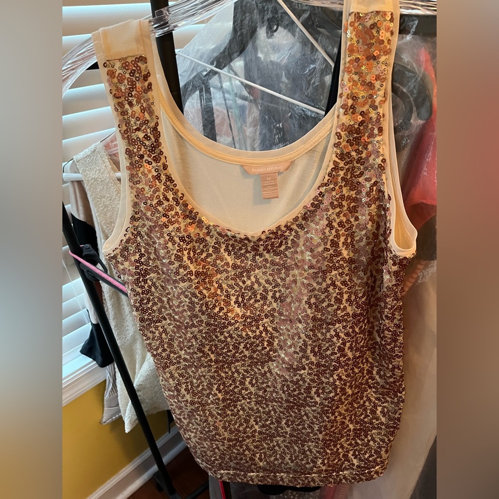 Banana Republic Size M gold sequins on front sleeveless